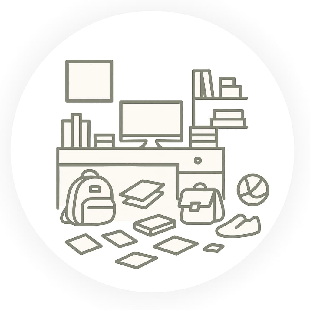 部屋に物が散らかっている様子